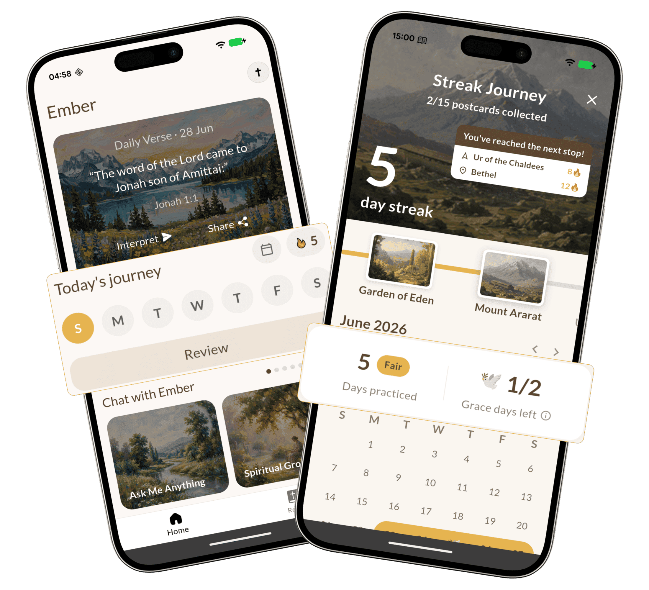 Ember app shown on two iPhones